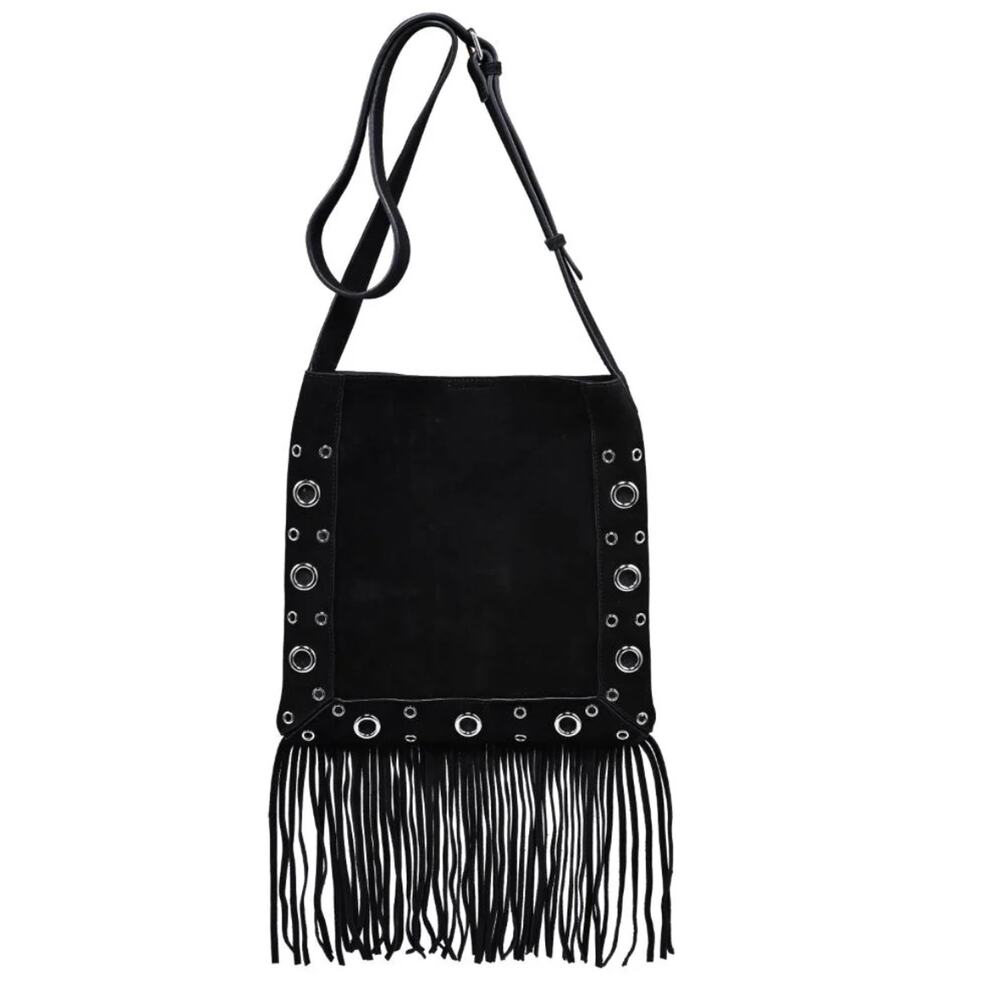 Moda Luxe Courtney Fringe Forward Crossbody BLACK NWT - Picture 3 of 12